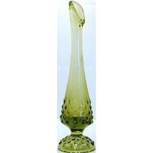 GL189   Fenton hobnail green art glass tulip vase