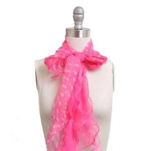  Hot Pink Silk Pointy Dot Silhouette Scarf 