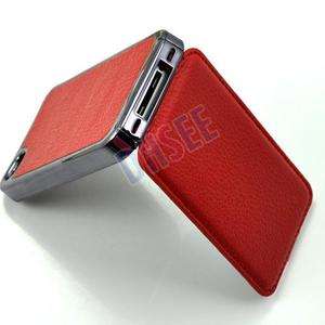 New Luxury Red FLip Leather Chmore Case for iPhone 4 4S HOT  