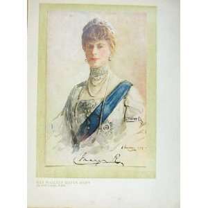  Majesty Queen Mary Colored Antique Print Portrait