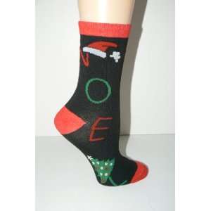   Black Red Green Noel Womens Socks   Size 9 11 