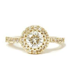    .80CT Diamond Engagement Halo Yellow Gold Wedding Ring Jewelry