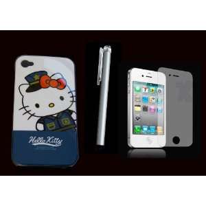  hello kitty iphone 4 case cover blue +LCD screen + stylus 