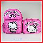   Hello Kitty Pink Glitter 14 Backpack and Lunch Bag Set   Box MED
