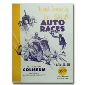  1946 Los Angeles Coliseum Midget Racing Program Poster 