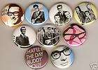 BUDDY HOLLY 9 Pins Buttons Badges Pinbacks 1950s