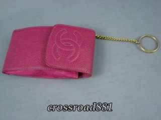Authentic Chanel Pink Caviar Skin Cell Phone Case Good  