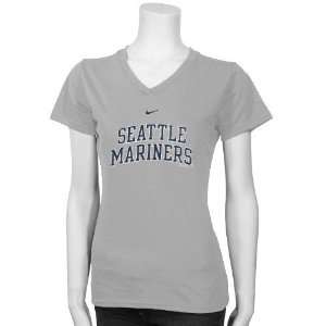 Nike Seattle Mariners Ladies Ash Arched Logo V neck T shirt  