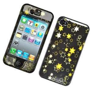  Black with Yellow Shinning Stars Apple Iphone 4 Gen / 4th 