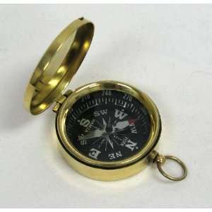  Hiking and Camping Brass Pocket Compass with Black Face 
