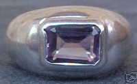 Genuine Amethyst Sterling Silver Fashion Ring  Size 8  