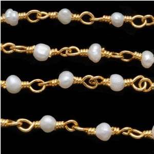  Tiny White Potato Seed Pearl Gold Vermeil Wire Wrapped 