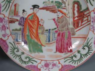   PAIR CHINESE BEAUTIFUL EXPORT FAMILLE ROSE GILT PORCELAIN PEOPLE PLATE