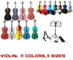 Crystalcello 4/4 3/4 1/2 1/4 1/8 1/10 Cello+Free Violin