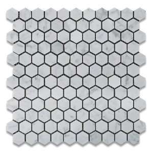  Carrara 1 Inch Hexagon Honed Marble Mosaic Tile