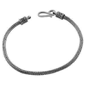   Oxidized Sterling Silver 3 mm Foxtail Bali Bracelet (8 Inch) Jewelry