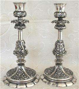   Century Silver candlesticks Floral ornate Repousse Wilcox Meriden