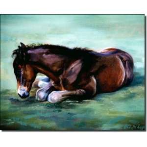 Dozing Foal by Janet Crawford   Equine Horse Art Ceramic Accent Tile 8 