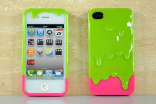 New 3D Melt ice Cream Skin Hard Case Cover For Apple iPhone 4 4S Green 