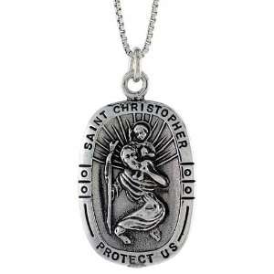   Silver St. Christopher Pendant, 11/16 in. (18 mm) Long. Jewelry