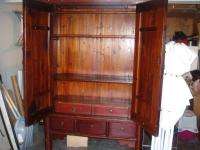 HUGE Antique Red Chinese Wedding Cabinet Armoire  