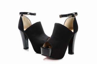 Fashion Women/Ladies Black Leather High Heel Shoes Eur Size #34~#38 