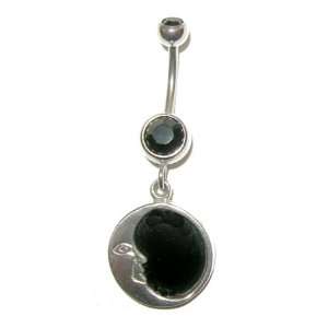 Midnight Moon Celestial Belly Button Ring   10mm