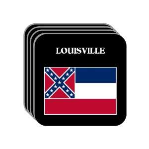   Flag   LOUISVILLE, Mississippi (MS) Set of 4 Mini Mousepad Coasters