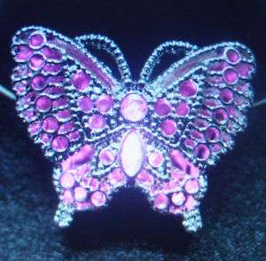 Firejewel Necklace Illuminating Pink Glow Butterfly  