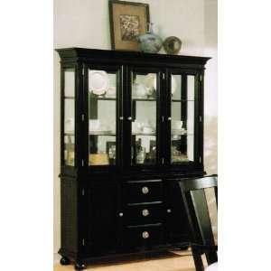  China Cabinet Buffet Hutch with Silver Handles Black 