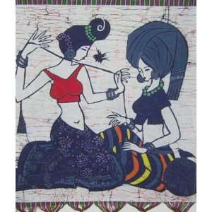   Batik Folk Art Painting 26x32 Miao Hmong Artist #433B
