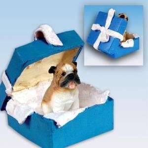  Bulldog Figurine Christmas Ornament Blue Box Keepsake 