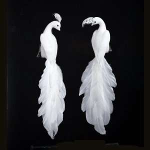   White Closed Tail Clip On Bird Christmas Ornaments 11