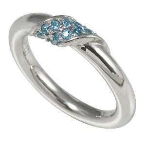  Merii Sterling Silver Light Blue Cubic Zirconia Band Ring 