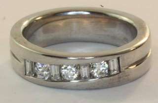 14K white gold .50ct SI1 F womens diamond wedding band ring 8.9g 