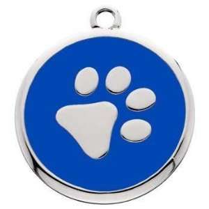  IdTag Enameled Id Tag Dog Circle Paw Blue   Medium Pet 