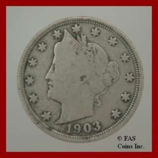 1903 (P) VG Liberty Head V Nickel US Coin #10243554 63  