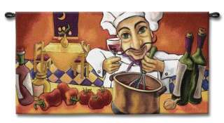 ITALIAN COOKING CHEF DECOR ART TAPESTRY WALL HANGING  