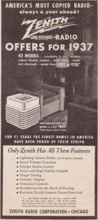 1937 Zenith End Table Radio Photo vintage print ad  