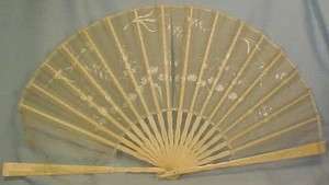 Vintage CREAMY IVORY CARVED FOLDING FAN To Restore or FOR PARTS A 