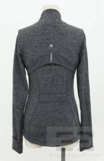 Lululemon Grey Striped Stretch Knit Zipper Jacket Size 6  