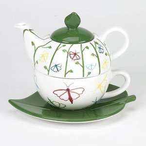 Mariposa Tea For One Gift Set   4 Piece   Teapot, Cup & Saucer  