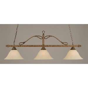  Wrought Iron Rope Bar Light w 14 in. Amber Marble Glass 