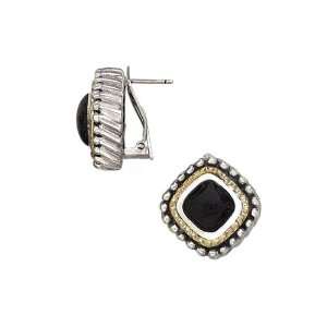  18K Yellow Gold with Sterling Silver Italian Agate Earrings 