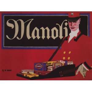  MANOLI CIGARRETE VENDOR VINTAGE POSTER CANVAS REPRO