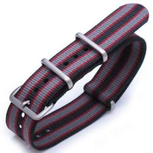   James Bond Heavy Nylon Strap Brushed Buckle   J12 Black, Red and Grey