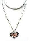 LOIS HILL .925 Sterling Silver NECKLACE Large Heart Pendent Floral 