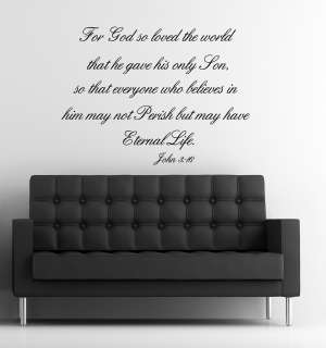 John 3 16 bible verse Vinyl Lettering wall art words quote home 