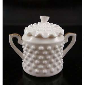  White Hobnail Porcelain Mini Sugar Bowl & Lid Kitchen 