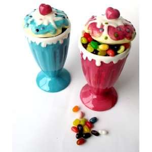  Ice Cream Soda Glasses Filled With Jelly Belly Jellybeans Candy 